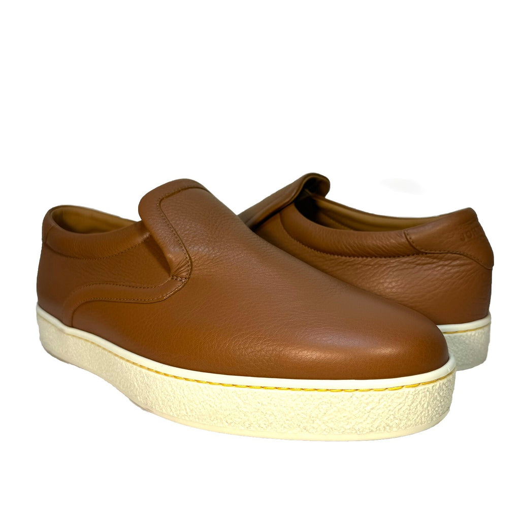 JOHN LOBB Mens Breeze Calf Leather Slip On Sneakers Cognac Brown 8.5 (MSRP $910)