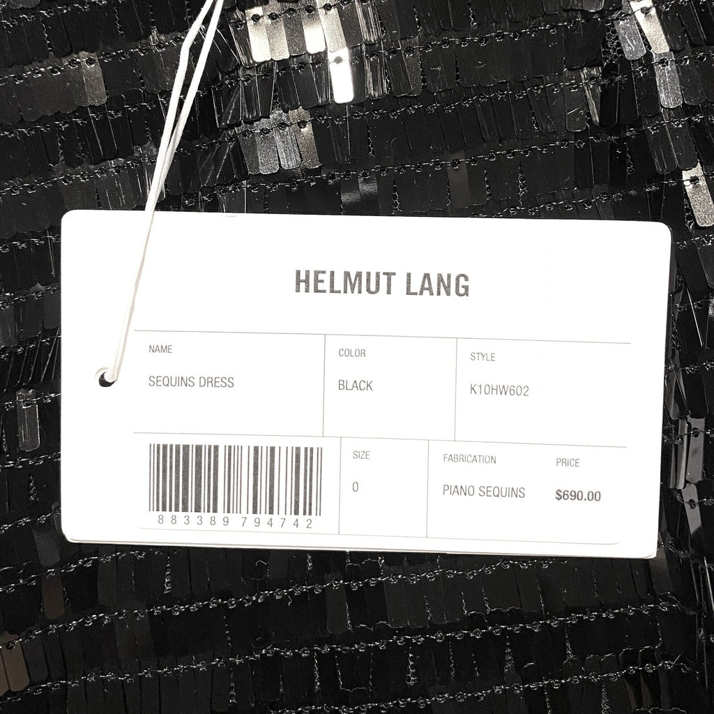 HELMUT LANG Piano Sequins Long Sleeve Open Back Mini Dress Black 0 (MSRP $690)