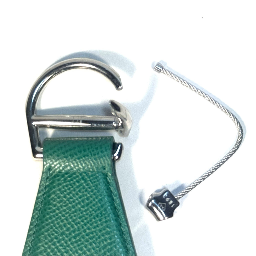 DUNHILL Cadogan Saffiano Leather Key Fob Keychain Green (MSRP $235)