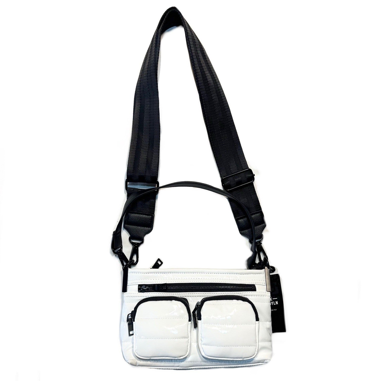 THINK ROYLN Double Trouble Crossbody Shoulder Bag Patent White (MSRP $188)