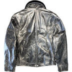 DIESEL Mens Muds Fur Collar Leather Bomber Jacket Black 54 (MSRP $1,295)