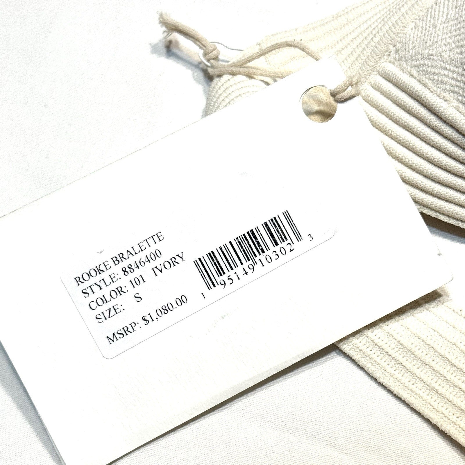 KHAITE Womens Rooke Halterneck Strappy Bralette Top Ivory S (MSRP $1,080)