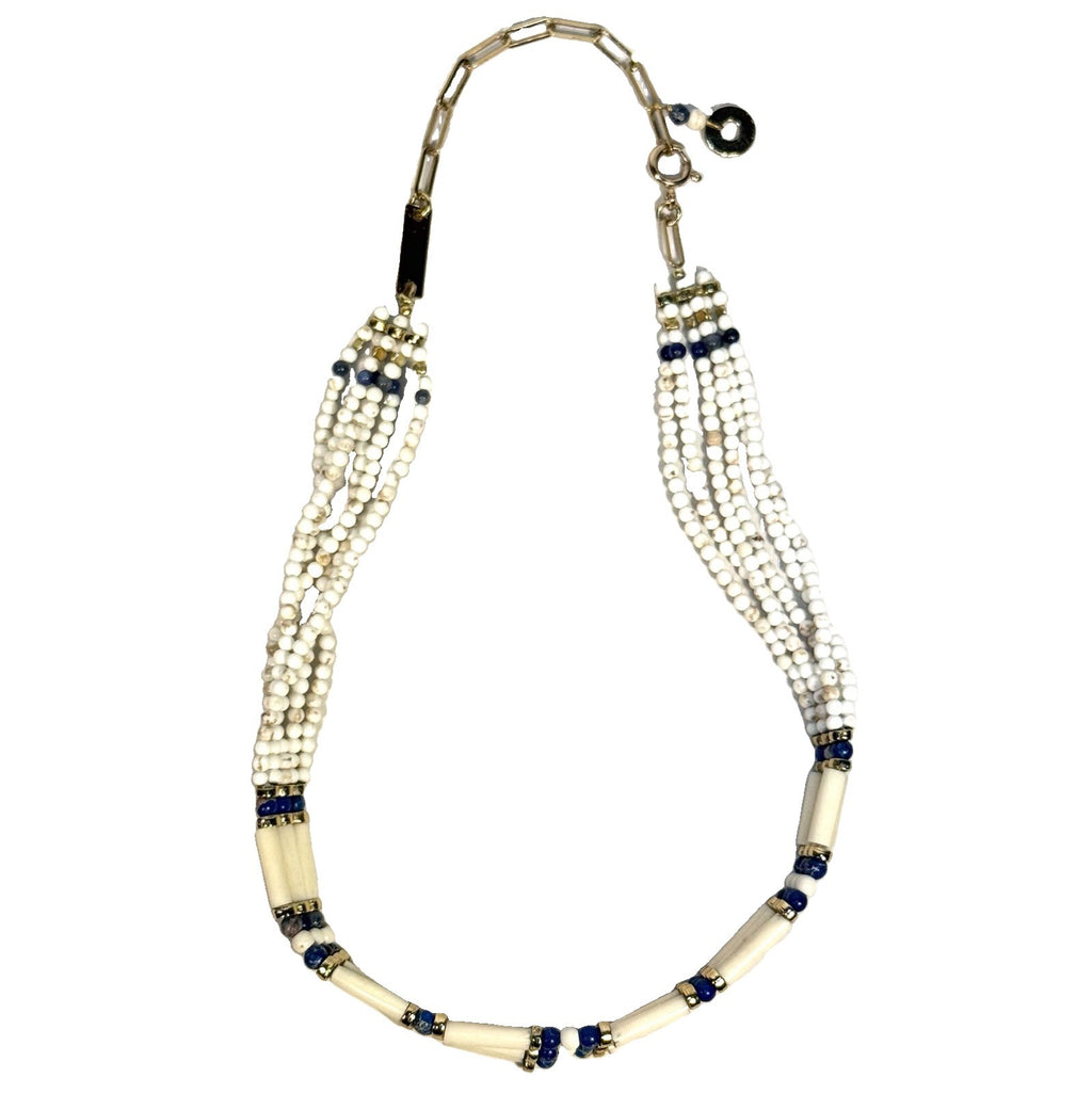 ISABEL MARANT Womens Beaded Choker Necklace Gold White