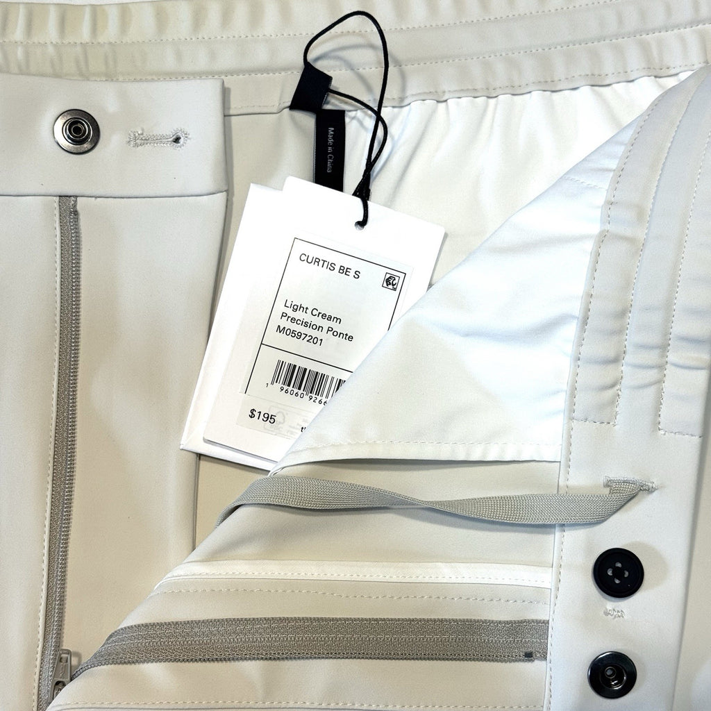 THEORY Mens Curtis Precision Ponte Stretch Shorts Light Cream White (MSRP $195)