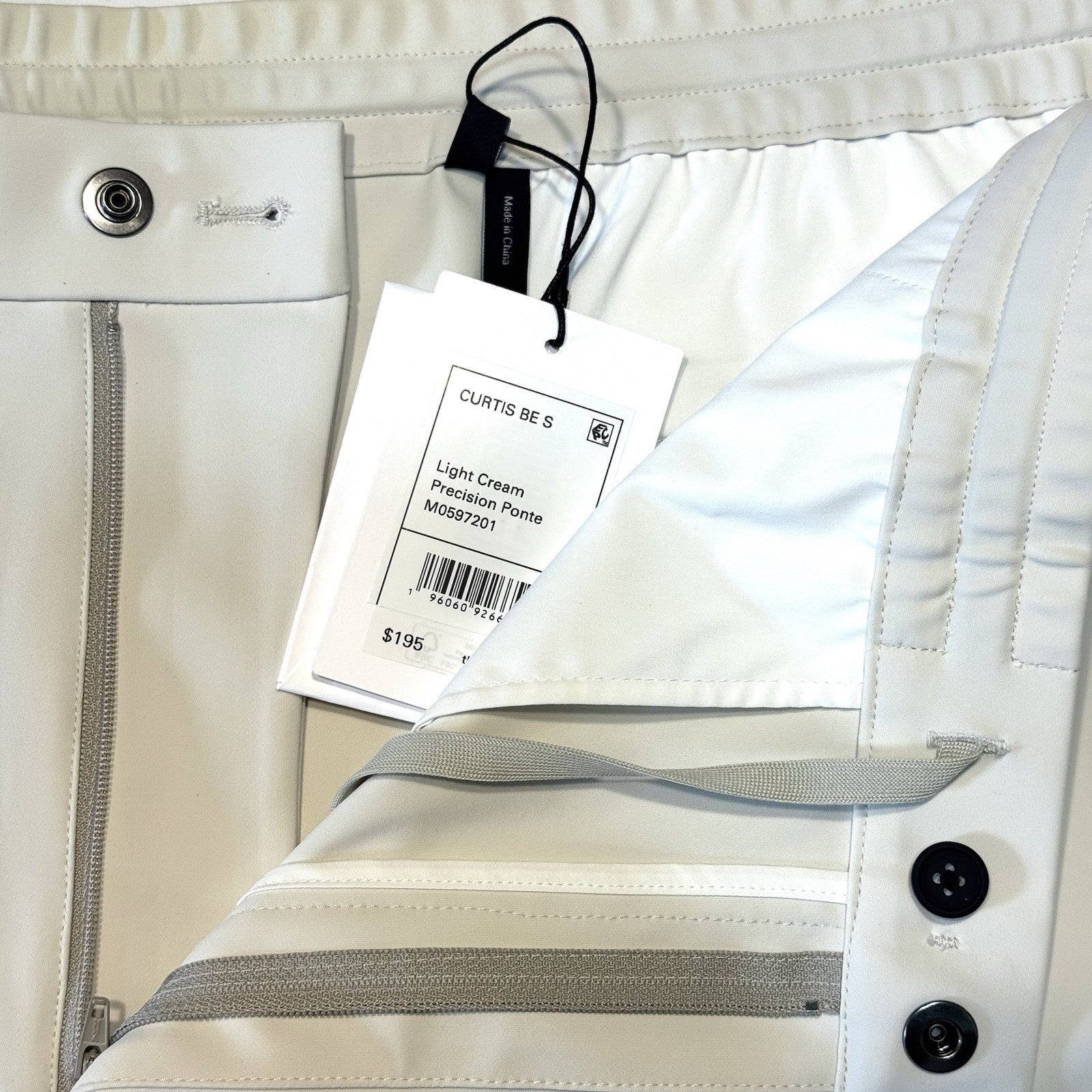 THEORY Mens Curtis Precision Ponte Stretch Shorts Light Cream White (MSRP $195)