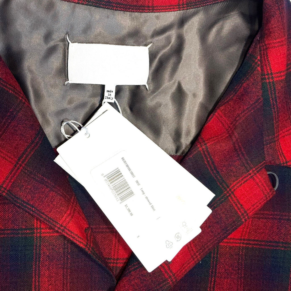 MAISON MARGIELA x PENDLETON Mens Wool Plaid Flannel Overshirt Red (MSRP $1,390)