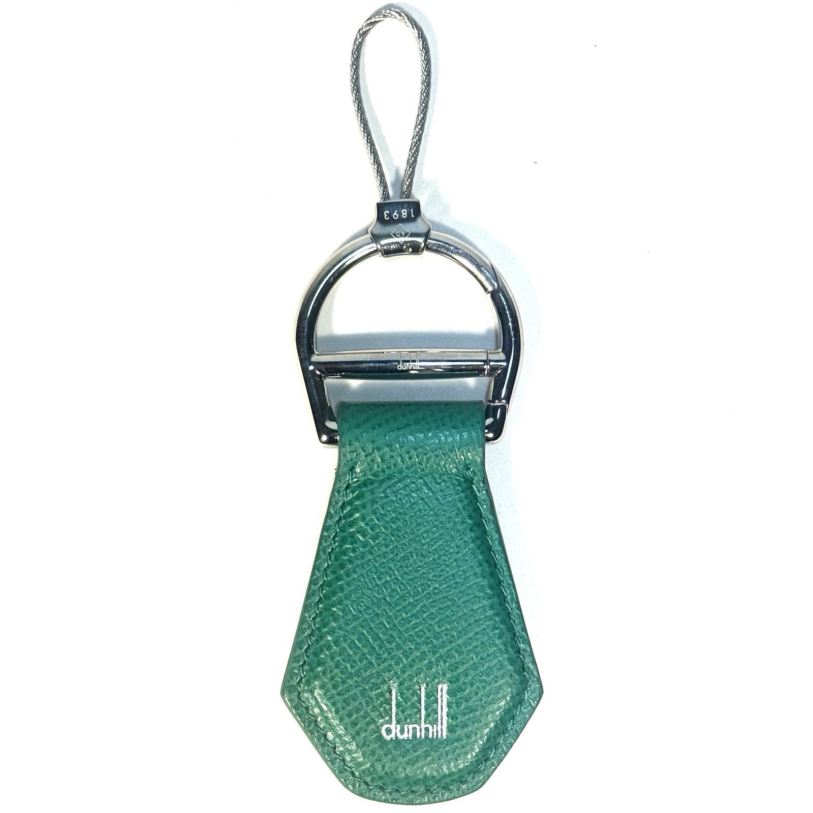 DUNHILL Cadogan Saffiano Leather Key Fob Keychain Green (MSRP $235)