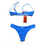 HUGO BOSS Womens Pure Logo Bralette Bikini Top and Bottom Set Blue