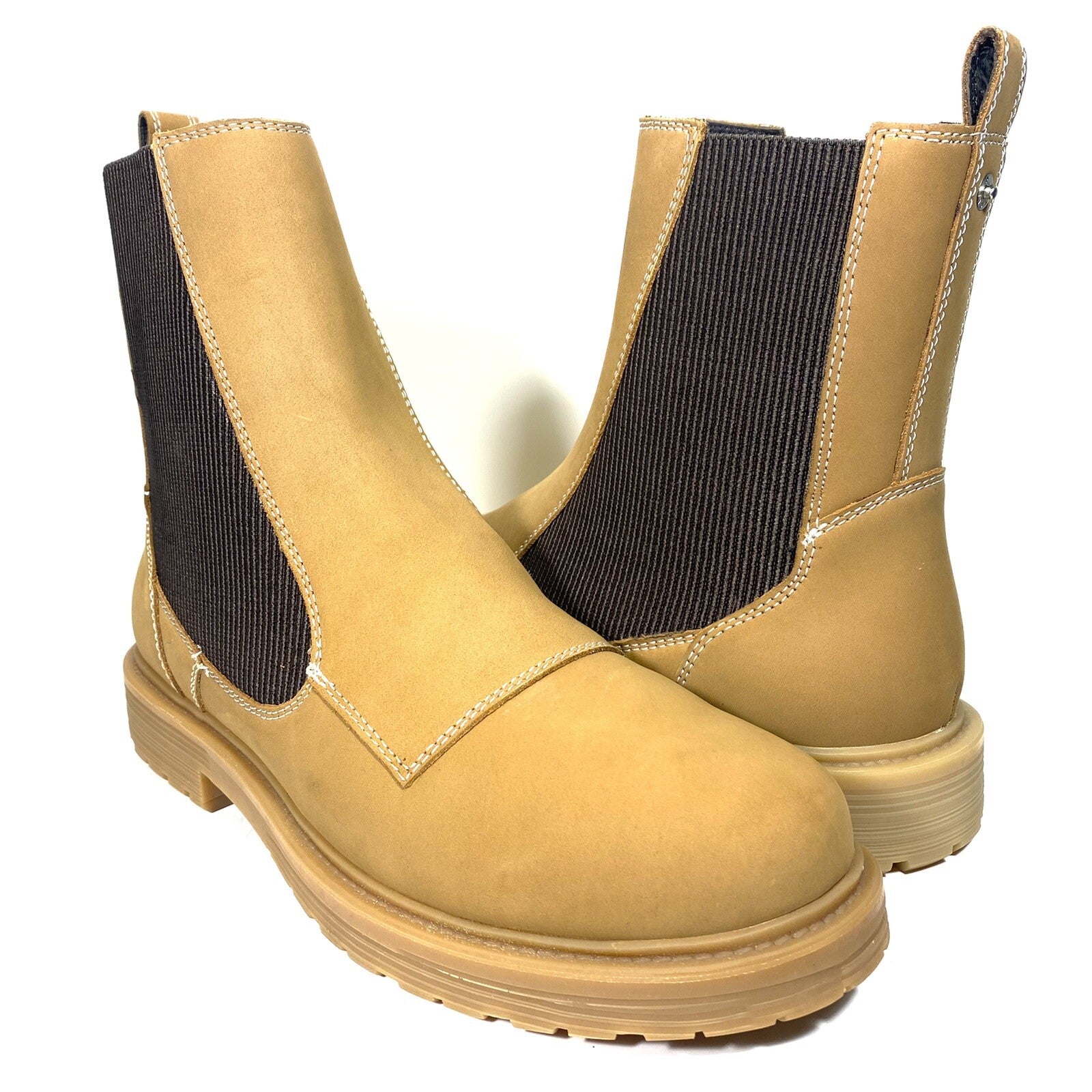 DIESEL Mens Alabhama Nubuck Suede Slip On Combat Boots Bone Brown (MSRP $375)