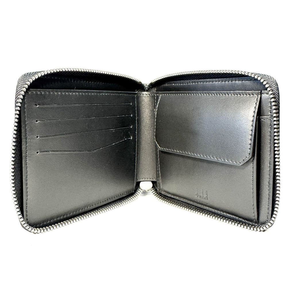 DUNHILL Rollagas Embossed Leather Zip 4cc Coin Purse Wallet Black (MSRP $575)