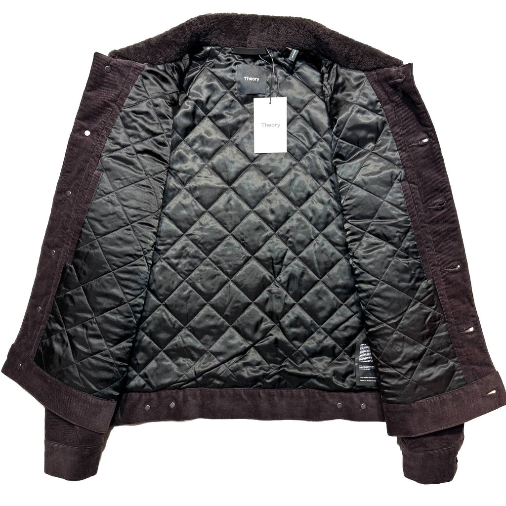 THEORY Mens Neil Corduroy Shearling Collar Trucker Jacket Mink Brown (MSRP $595)