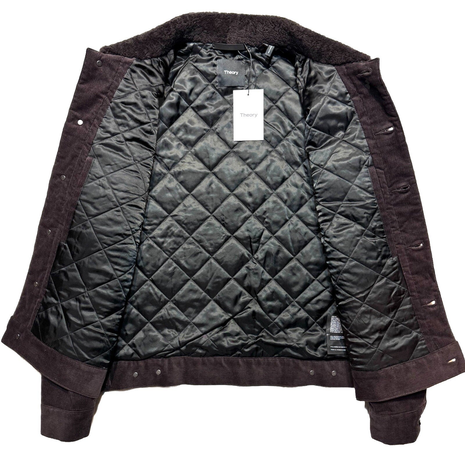THEORY Mens Neil Corduroy Shearling Collar Trucker Jacket Mink Brown (MSRP $595)