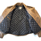 R13 Womens Exaggerated Shoulder Leather Motorcycle Jacket Brown M (MSRP $1,995)