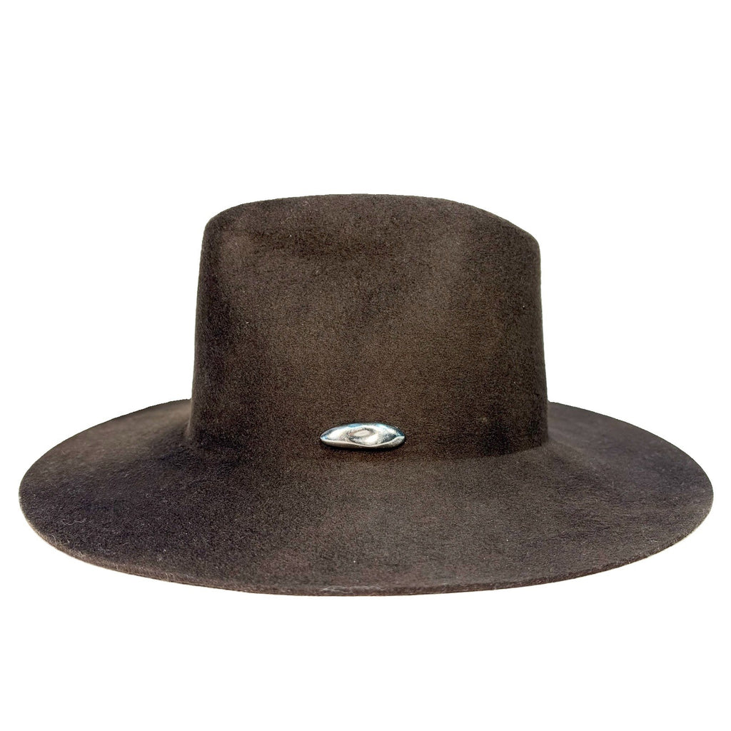 JANESSA LEONE Womens Kiko Wool Metal Detail Fedora Hat Olive Brown S (MSRP $287)