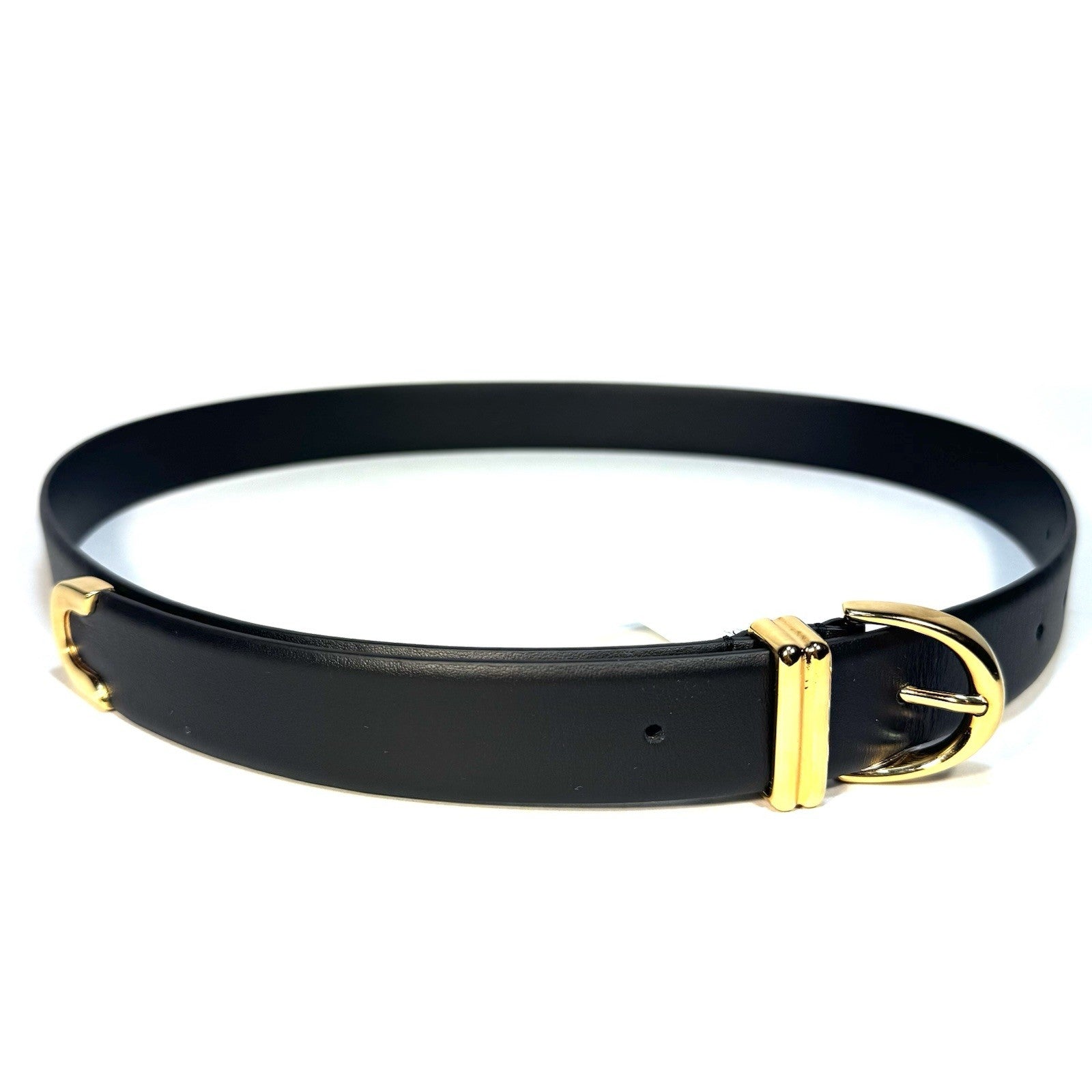 KHAITE Womens Bambi Calf Leather Gold Buckle Skinny Belt Black XS/S (MSRP $380)