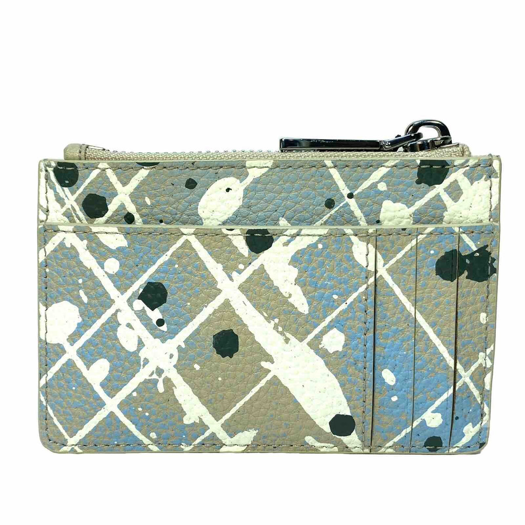 MARC JACOBS J Logo Snapshot Leather Zip Wallet Splatter Paint Grey (MSRP $125)