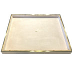 AERIN Shagreen Burl Walnut AH5387 Checkers Tray Set Cream Beige (MSRP $1,995)