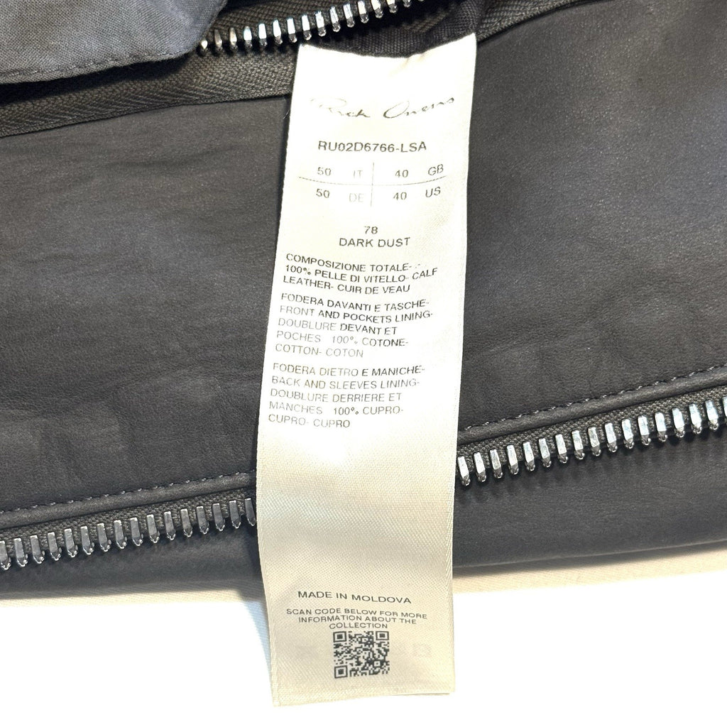 RICK OWENS Mens Brad Nubuck Leather Zip Jacket Dark Dust Grey 50 (MSRP $3,125)