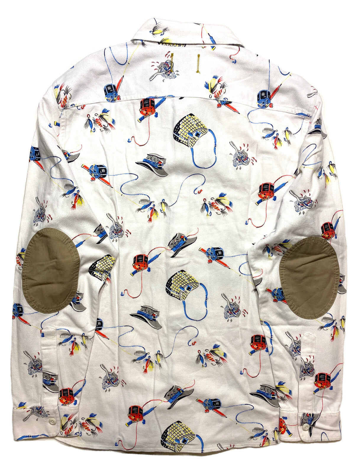 LL BEAN x TODD SNYDER Mens Fishing Reel Flannel Button Shirt White (MSRP $159)