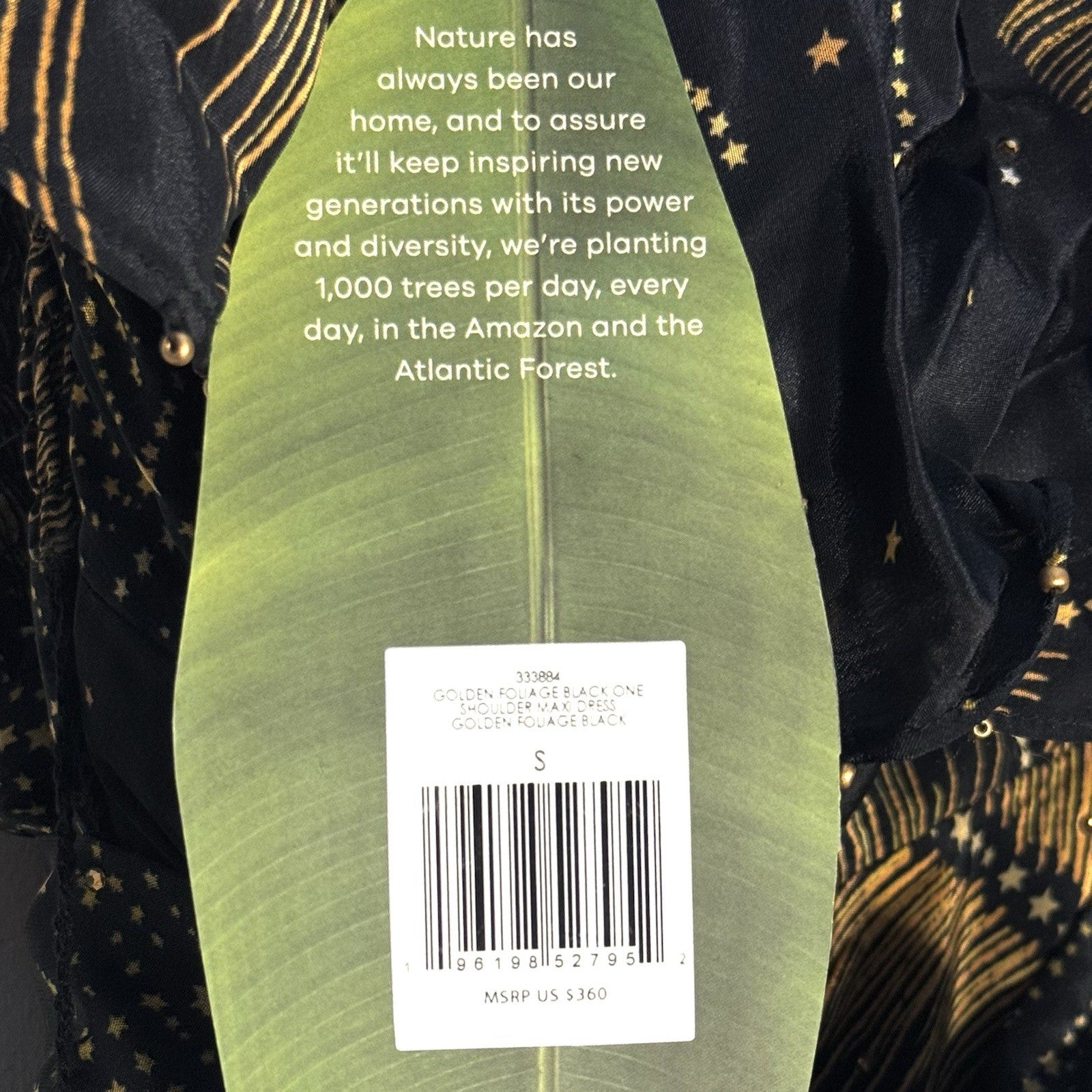 FARM RIO Womens Golden Foliage One Shoulder Maxi Dress Black S (MSRP $360)