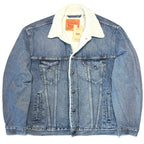 LEVIS Mens Vintage Fit Sherpa Jacket Denim Jean Trucker Jacket Blue L
