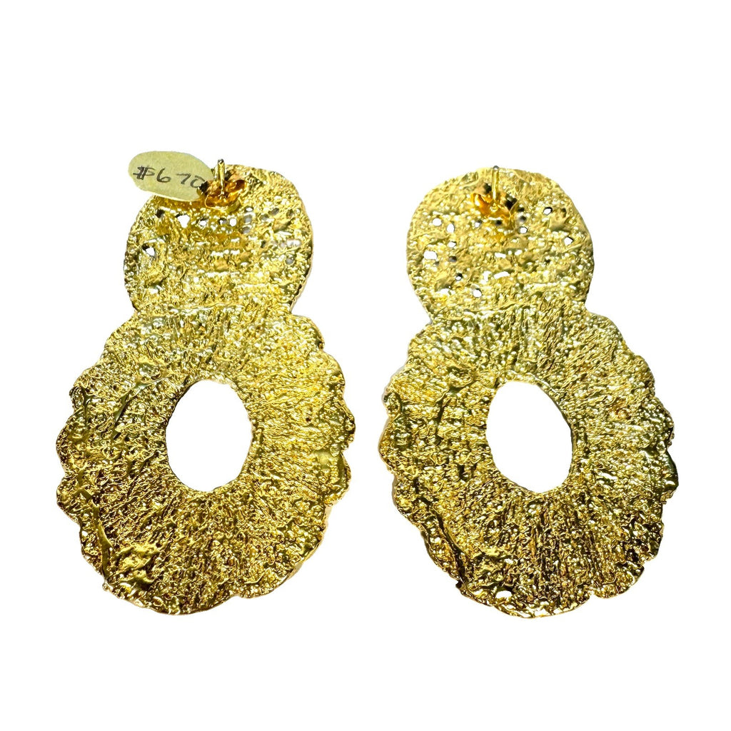 YSSO Womens Amaryllis 24k Gold Plated Flat Loop Earrings (MSRP $670)