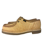 PARABOOT Mens Michael Raphia Woven Straw Leather Derby Shoes Beige (MSRP $615)