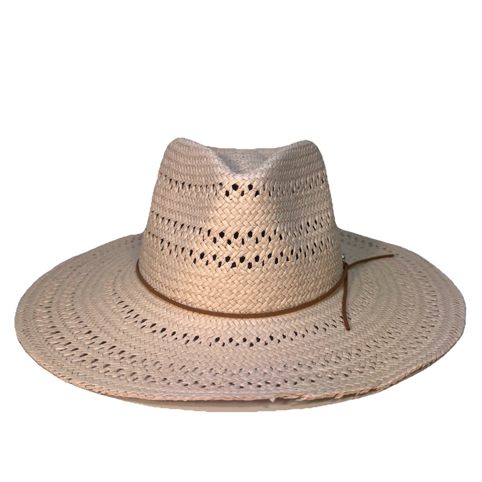 RAG & BONE Womens Elle Perforated Straw Fedora Hat Blush Pink (MSRP $225)