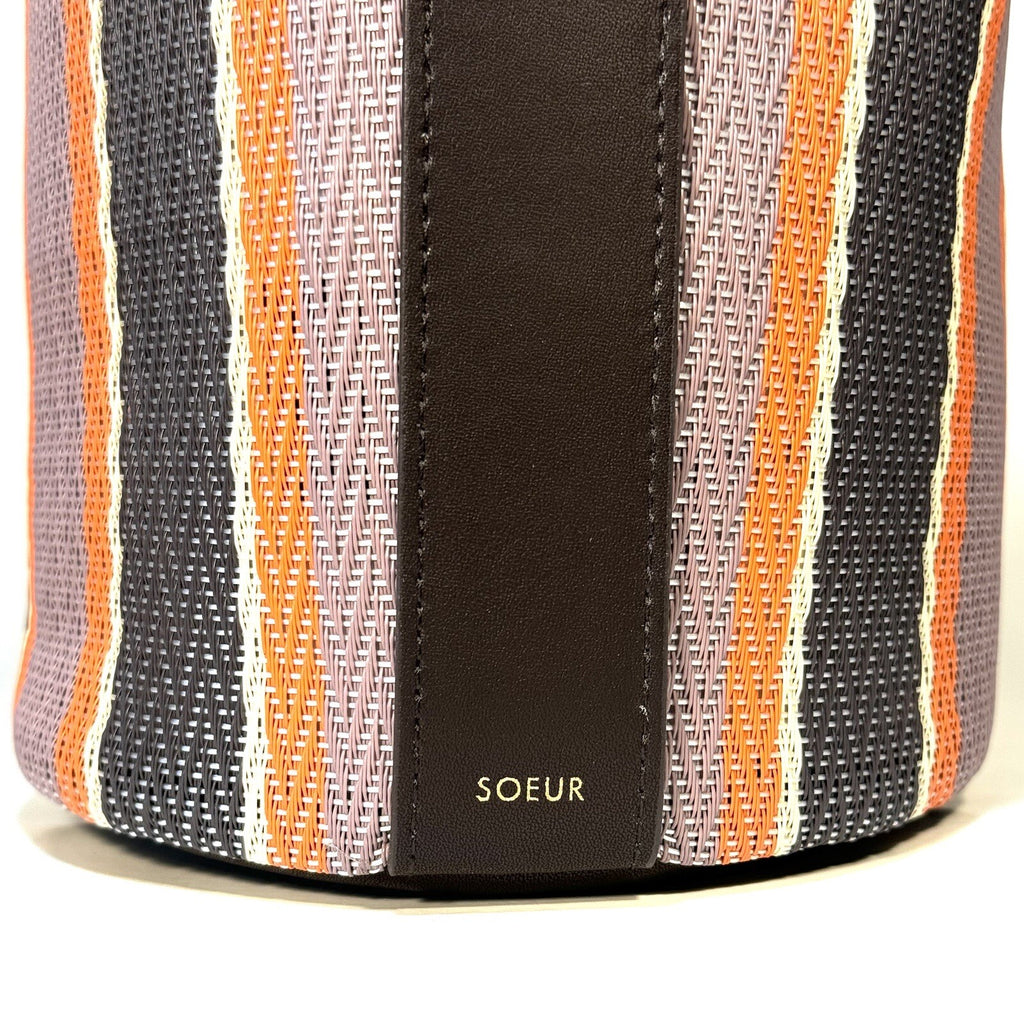 SOEUR Paris Saul Mini Woven Stripe Bucket Bag Purple (MSRP $260)