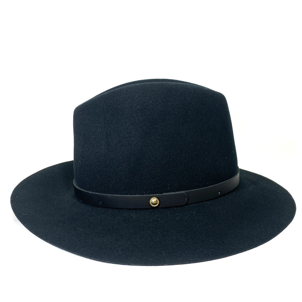 RAG & BONE Womens Wool Felt Floppy Brim Fedora Hat USA Made Black (MSRP $250)