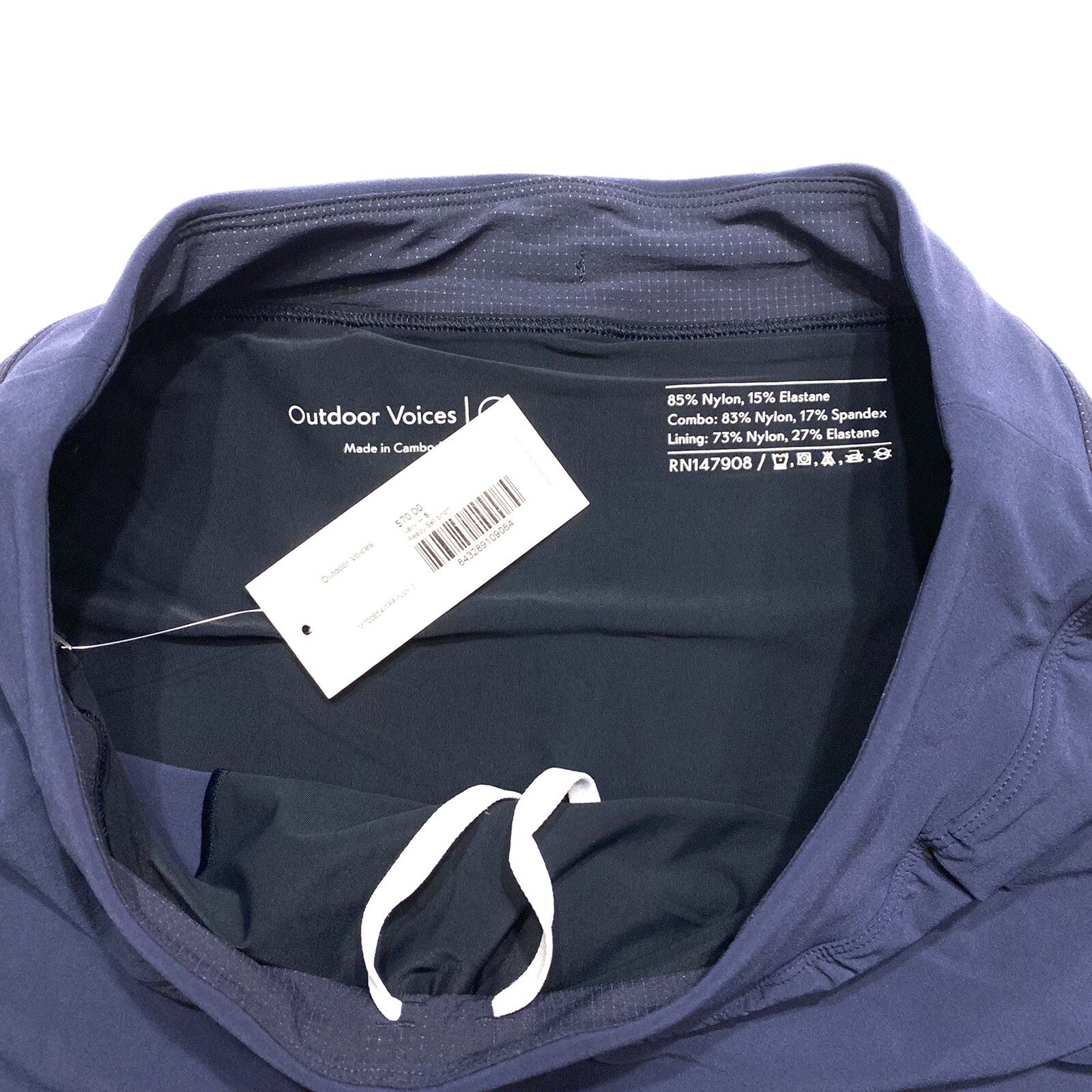 OUTDOOR VOICES Mens Ready Set LightSpeed Running Shorts Navy Blue (MSRP $70)