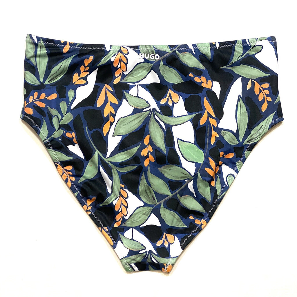HUGO BOSS Womens Blooms Floral Print High Waist Bikini Bottom Black L