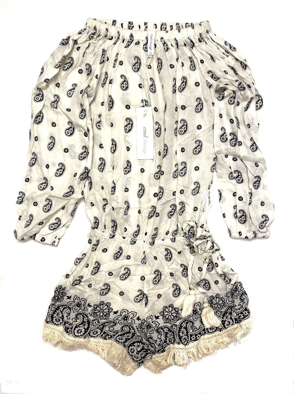 COOL CHANGE Womens Tasha Paisley Rayon Tunic Romper White 
