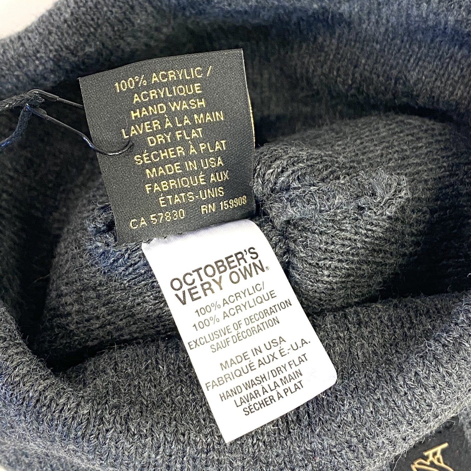 OCTOBERS VERY OWN OVO Knit Acrylic Beanie Cap Hat Heather Dark Gray