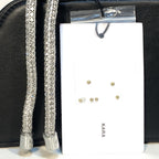 KARA Rhombus Zip Leather Rhinestone Jewel Strap Shoulder Bag Black (MSRP $525)