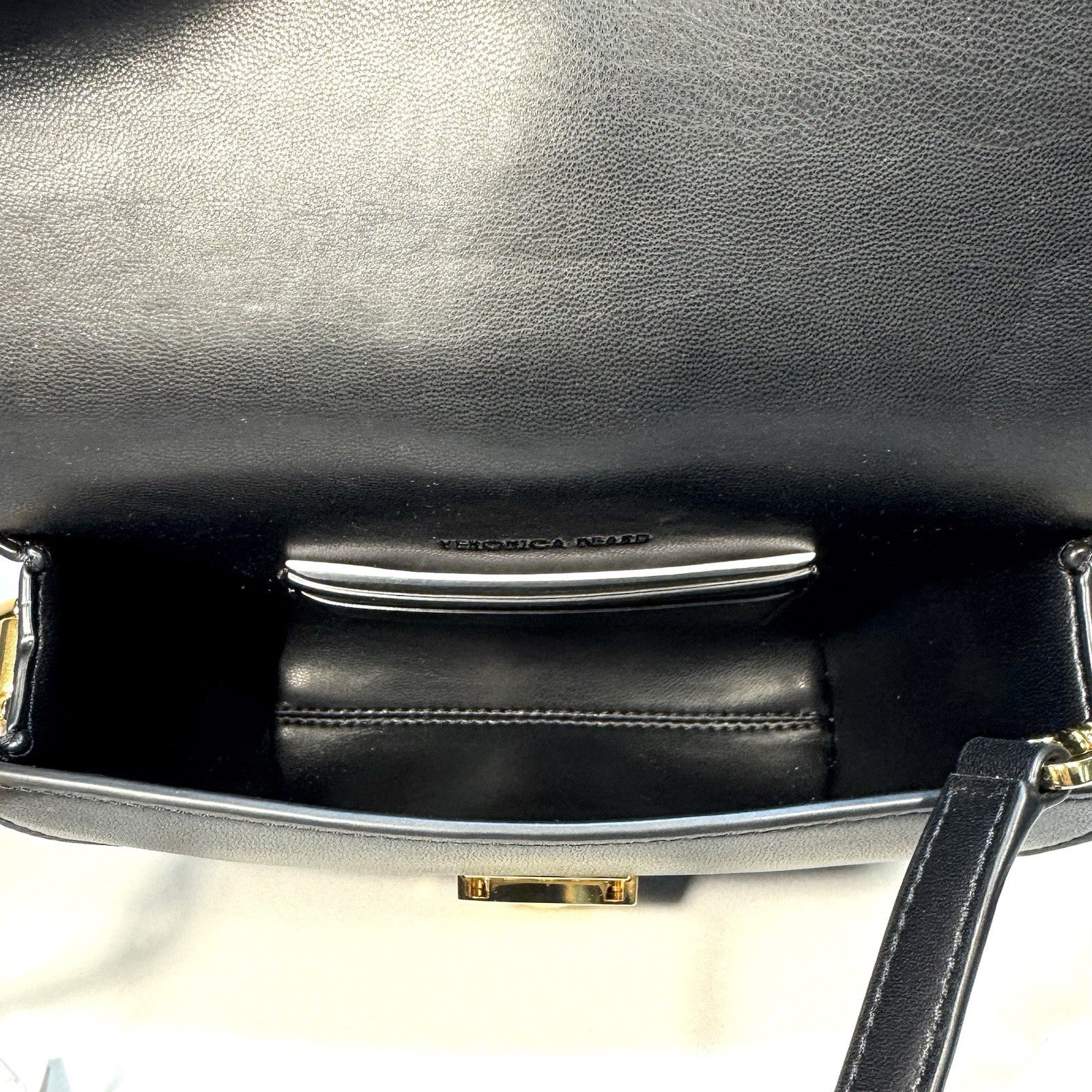 VERONICA BEARD Small Crest Lock Leather Trap Crossbody Bag Black (MSRP $398)