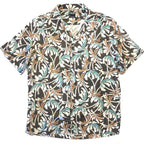 TODD SNYDER Mens Palm Print Camp Collar Short Sleeve Shirt Brown (MSRP $178)