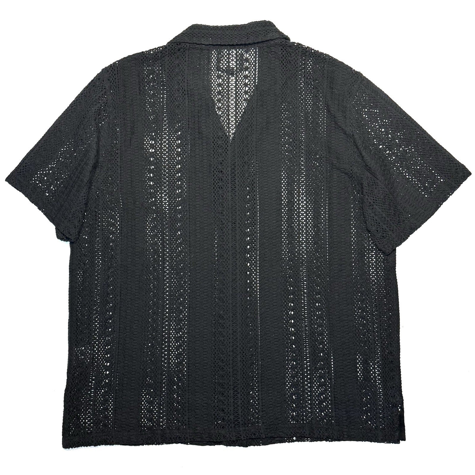TODD SNYDER Mens Lace Knit Cabana Short Sleeve Camp Shirt Black (MSRP $248)
