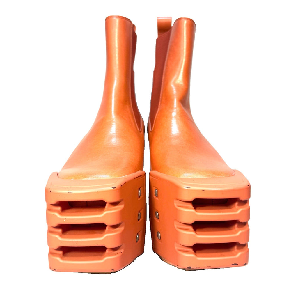 RICK OWENS Womens Grilled Kiss Platform Heel Boots Orange 39 (MSRP $1,970)