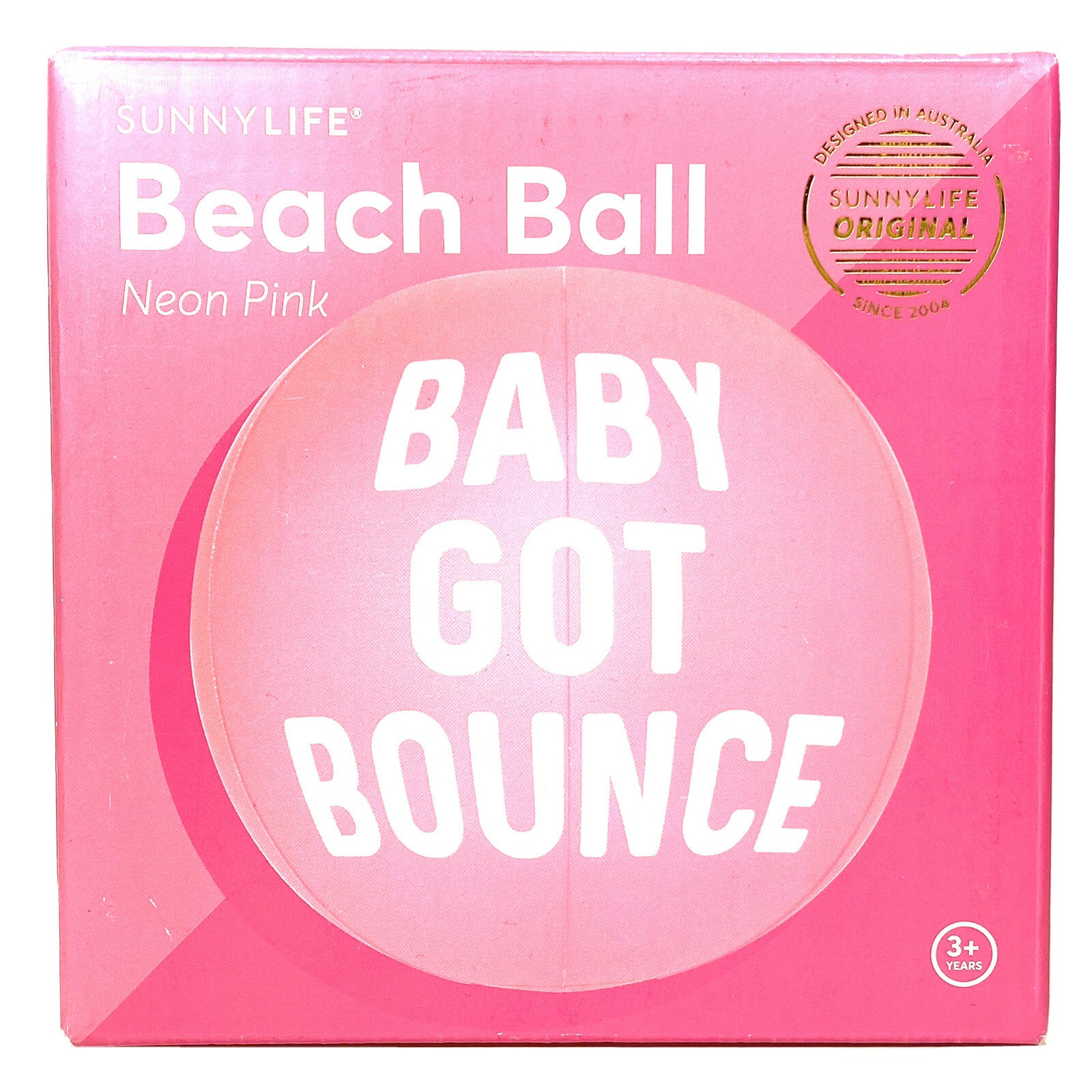 SUNNYLIFE Baby Got Bounce Printed Inflatable PVC Pool Beach Ball Neon Pink 