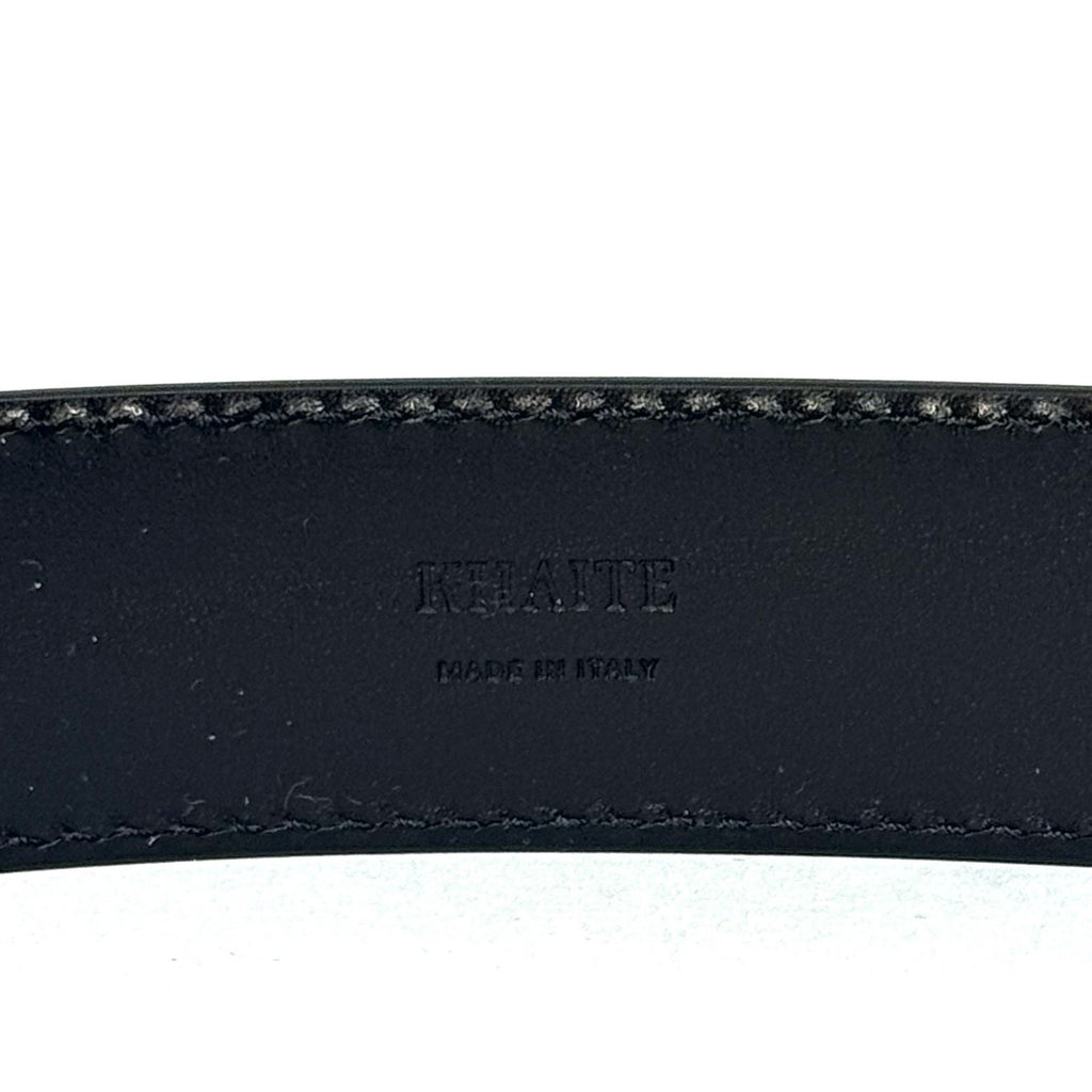KHAITE Womens Elio Calf Leather Silver Clasp Buckle Belt Black (MSRP $690)