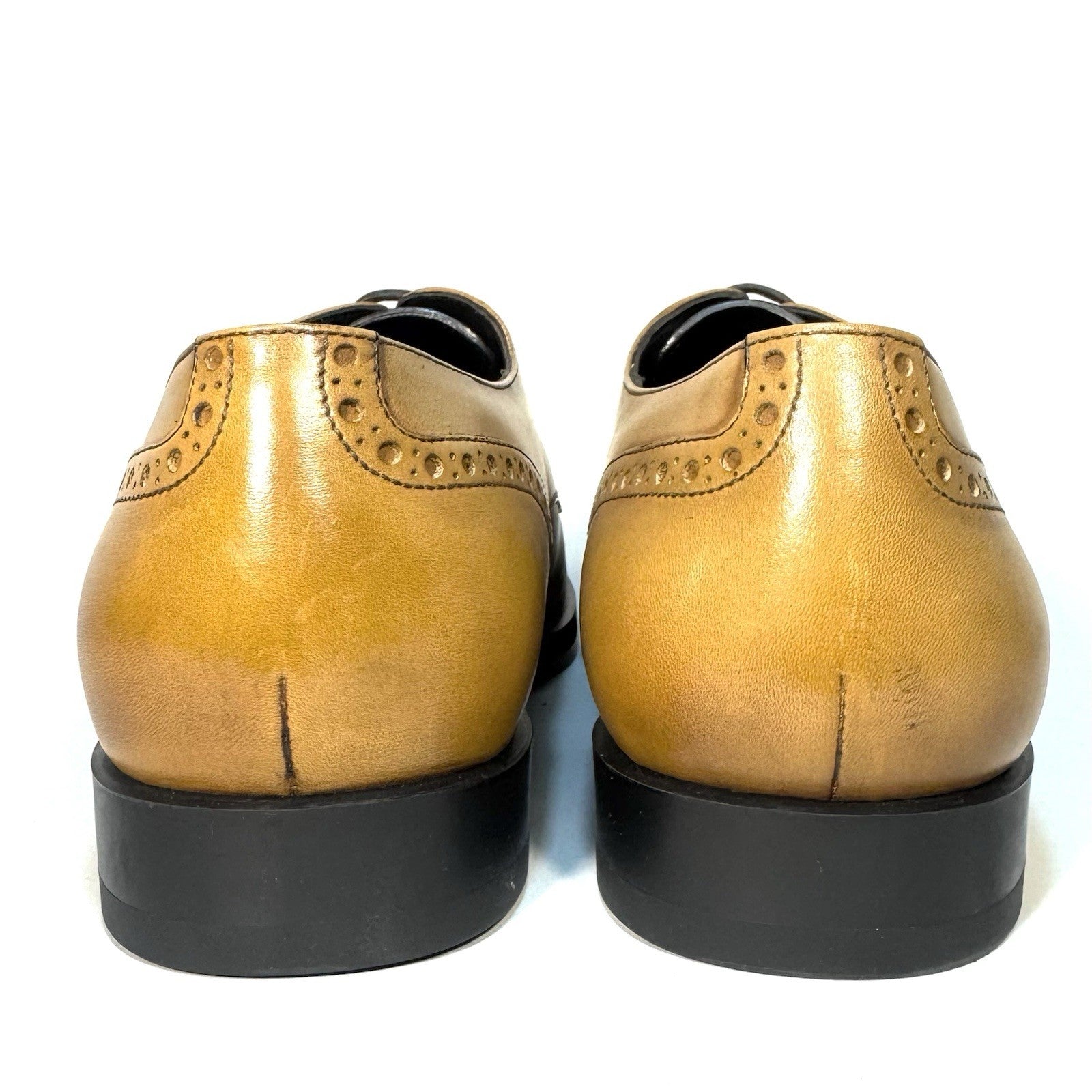 ERMENEGILDO ZEGNA Mens Siena Flex Leather Oxford Shoes Beige Tan (MSRP $760)