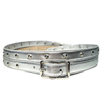 ALEXANDER MCQUEEN Womens Leather Long Studded Double Belt Silver (MSRP $1,190)