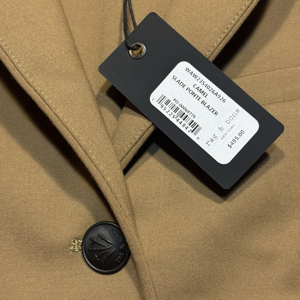 RAG & BONE Womens Slade Ponte Stretch Blazer Jacket Camel Tan (MSRP $495)