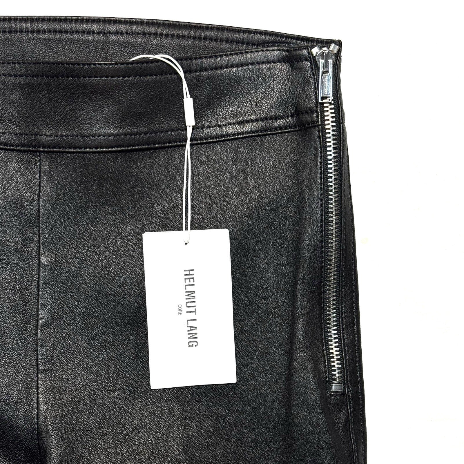 HELMUT LANG Womens Slit Stretch Lamb Leather Trouser Pants Black (MSRP $995)