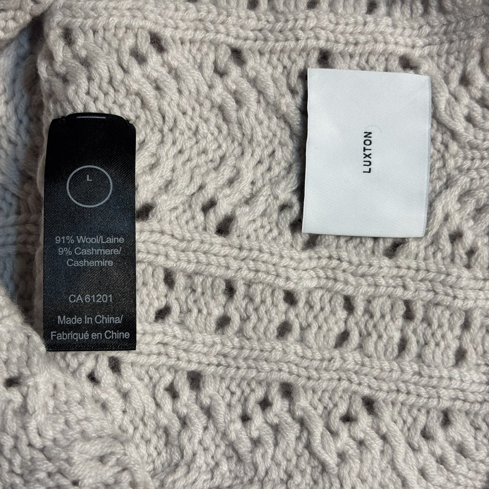 LUXTON Womens Cashmere Wool Blend Knit Balaclava Hood Hat Light Grey (MSRP $198)