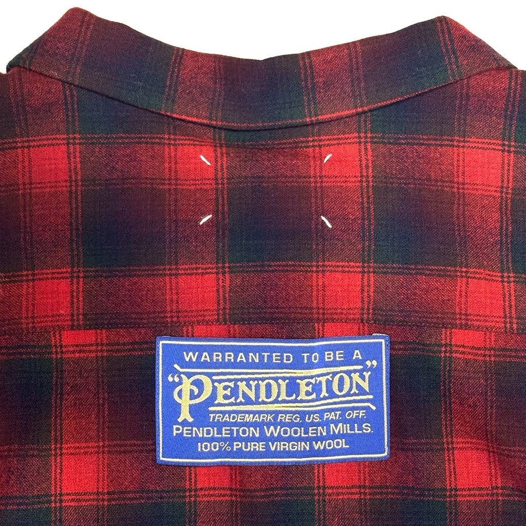 MAISON MARGIELA x PENDLETON Mens Wool Plaid Flannel Overshirt Red (MSRP $1,390)