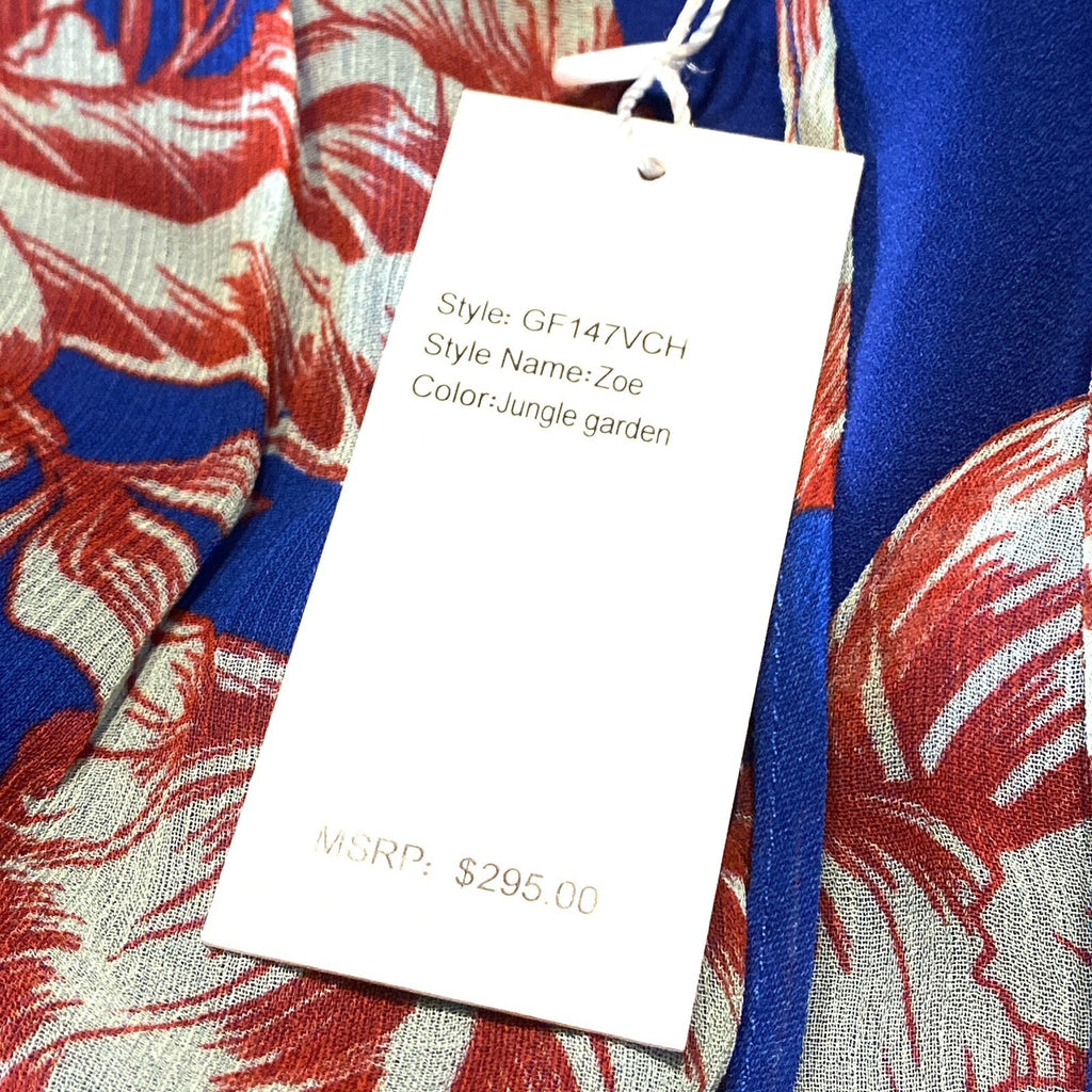 GILNER FARRAR Zoe Jungle Garden Floral Print Short Dress Blue (MSRP $295)