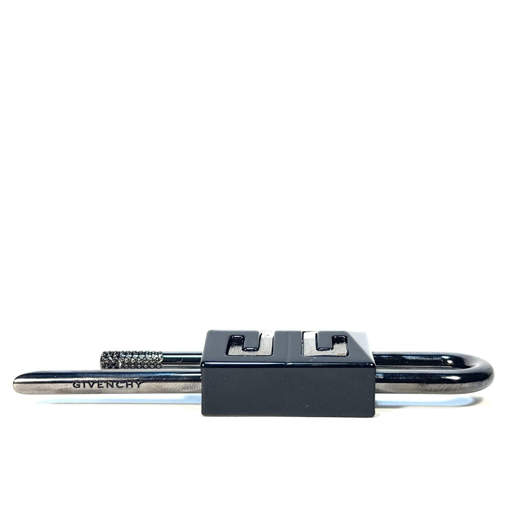 GIVENCHY 4G Logo Padlock Pendant Key Charm Gunmetal Black (MSRP $340)