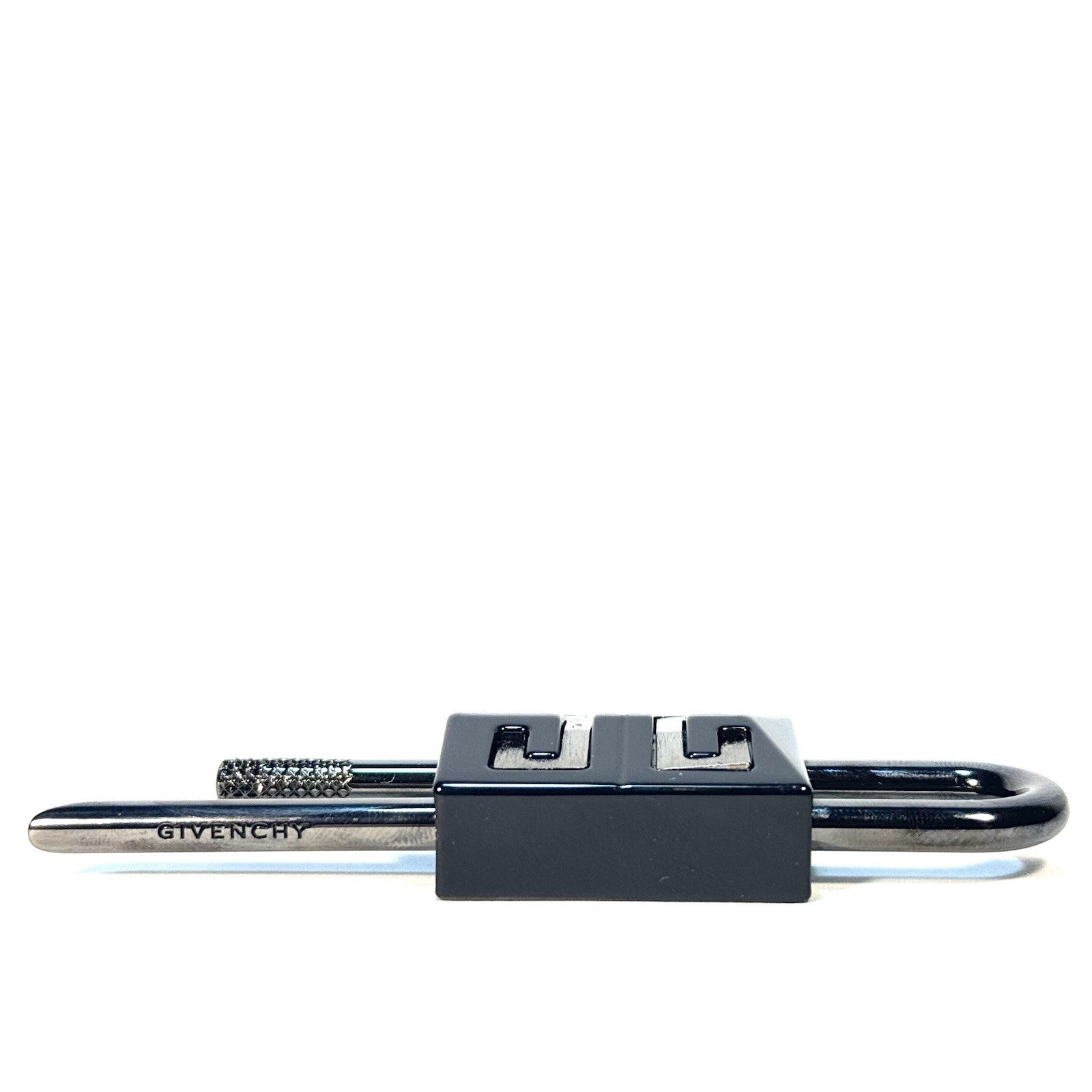 GIVENCHY 4G Logo Padlock Pendant Key Charm Gunmetal Black (MSRP $340)